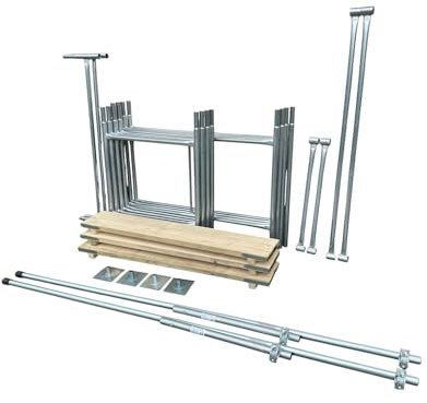 Toptower Classic 7.2m (Working Height) DIY Galvanised Scaffold Tower (4' x 2'6 Base) (Basic Kit with Platform Boards & Stabilisers)