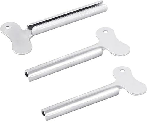 3 Pcs Silvery Metal Tube Squeezer Keys, Toothpaste Metal Hair Dye Color Key Roller Dispenser Tool Durable Processingl, Daily Living Tube Squeezing Aids