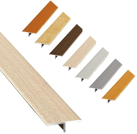 Profilé De Transition De Sol En Forme De T Aluminium Barre De Seuil，Bande De Séparation Plate Idéale Pour Carrelage, Parquet, Stratifié, Longueur 50cm-160cm(Beige,3.3x120cm)