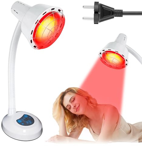 275W Rotlichtlampe Wärmelampe mit Schutzgitter und Temperaturregelung | Rotlichtlampe Wärmelampe zur Wärmebehandlung bei Muskelverspannungen, passend für den Wickeltisch mit robustem Schutzgitter