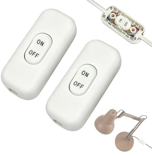 Interrupteur de lampe de rechange, interrupteur à bascule bipolaire, 6A 250V, lot de 2 blancs