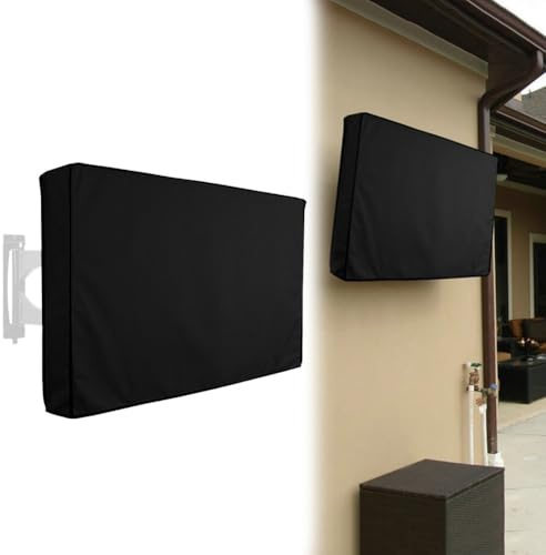 NINMORTH Outdoor TV Cover 600D Waterproof Dustproof for 22-65 Inch for Flat Screen, for Heavy Duty Weather Resistant Protector with Remote Pocket