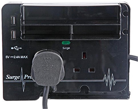 PRO ELEC PELB1896 2 Gang Extension Lead with 2 USB 2m, Black