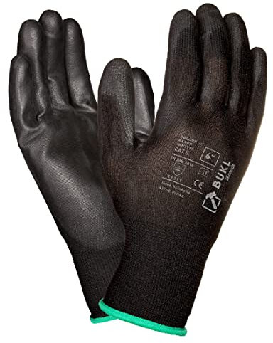 3Kamido BUKL Arbeitshandschuhe - rutschfeste Montagehandschuhe Nahtlos, Reparaturen, Automobilindustrie, Feinarbeiten, Autoservice, Werkstatt Größe 9 (24 Paar) Schwarz