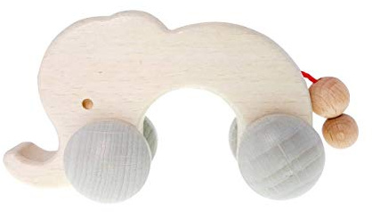 Hess Holzspielzeug 10867 - Schiebe-Figur aus Holz, Nature Serie Elefant, für Babys ab 3 Monaten, Greifling mit Rädern, als Geschenk zur Geburt oder Taufe