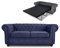 Schlafsofa Chesterfield Asti Bis 2-Sitzer, Sofa mit Schlaffunktion, Couch 2-er, Couchgarnitur, Sofagarnitur, Holzfüße, Glamour (Blau (Capri 89))