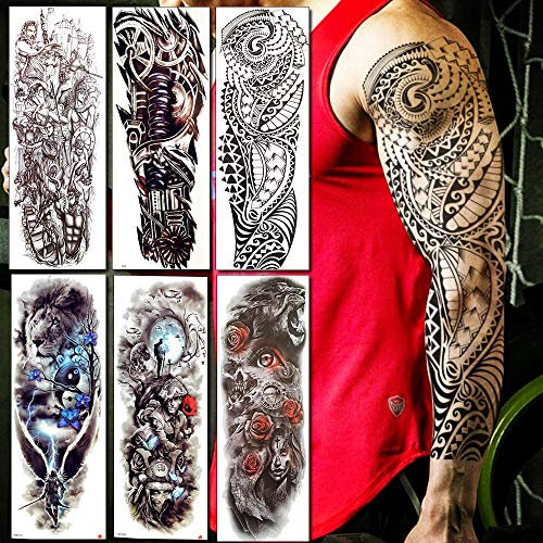 Baofuli Voller Arm Männer Frauen Temporäre Tattoos Aufkleber Lange Maori Totem Fake Tattoos Body Art Wasserdichte Tattoos Aufkleber Make-Up