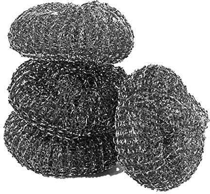 Pine-Sol Heavy-Duty Stainless Steel Scrubbers | Won’t Rust or Splinter | Scrub Sponges for Cast Iron, Oven Racks, Grills, Copper, 4 Pack