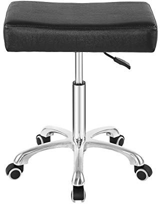 Nazalus Drehhocker, höhenverstellbar, mit Rollen, strapazierfähig, für Büro, Zuhause, Schreibtisch, Theke, Salon (Schwarz, ohne Fußstütze)