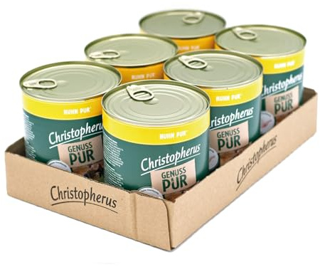 Christopherus PUR Singleprotein Nassfutter für Hunde mit Huhn, 6 x 800 g | Proteinreiches Futter, Monoproteinquelle, ideal für empfindliche Hunde, getreidefrei, nährstoffreich, ohne unnötige Zusätze