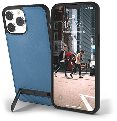 Snakehive Metro Leather Case for Apple iPhone 13 Pro || Real Leather Phone Case with Stand || Genuine Leather & MagSafe Compatible Leather Cover with Kickstand (Blue)