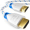 deleyCON 0,5m 8K HDMI 2.1 Court Câble (48G, ULTRA Haute Vitesse) 8K@60Hz 4K@120Hz 2K@144Hz/165Hz EARC HDCP 2.3/2.2 - Compatible avec DTS:X HDR Dynamique Dolby Atmos TV PS5 Xbox - Blanc
