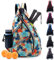 ZOEA Pickleball Bag, Sport Pickleball Sling Bag for Women Man, Adjustable Pickleball Backpack with Water Bottle Holder, Fits 4 Paddles and All Your Other Gear (Mixed Grey)