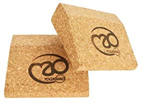 Yoga-Mad Yoga-Keil, Mini-Paar Kork-Keile, 2er-Pack Keilblöcke im Taschenformat, umweltfreundliches Naturmaterial für Anfänger und Profis