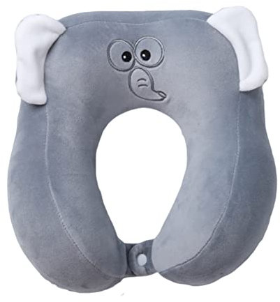 Cartoon Memory Foam Nackenkisse Kinder Reisekissen Stützkissen, Tierform Reisekissen Kinder Nackenhörnchen für Reise, Flugzeug, Auto (Elefant)