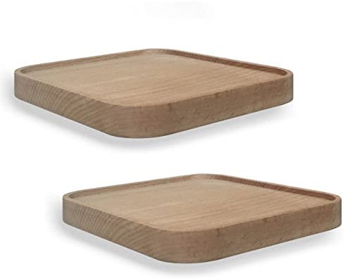 anaan Raft Wandregal viereckig Schweberegal Holz Kleine Regale Wandablagen Präsentation Deko Regal Pflanzenregal Holzregal Wandboard Hängeregal Wandbefestigung Wanddeko Design 2er Set (Quadrat 18cm)
