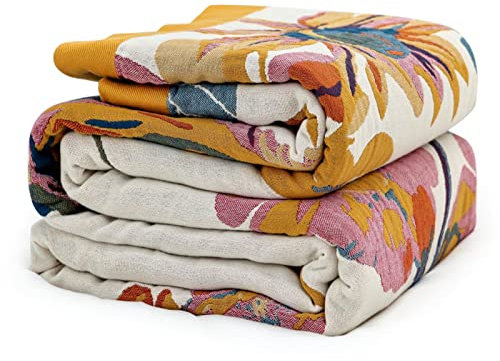 SAYT RLAE Boho Tagesdecke Kuscheldecke Baumwolle Bettdecke Decke150x200, Doppelseitig Bettüberwurf Wärmedecke Bettdecken Couchdecke Bettwäsche, Boho Throw Blanket for Couch Bed