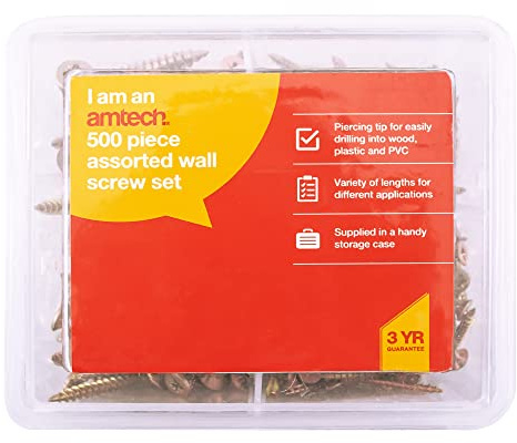 S5037 POZI Wood Screws Set, 500pcs, Assorted Lengths & Sizes, Piercing Tip for Easy Insertion, Perfect For DIY, Woodwork, etc