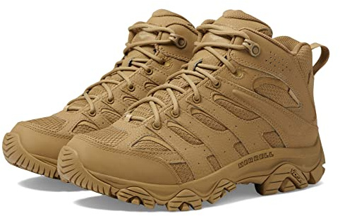 Merrell Men's Moab 3 Mid Tactical Waterproof Hiking Work Shoes, Dark Coyote, 10 Wide