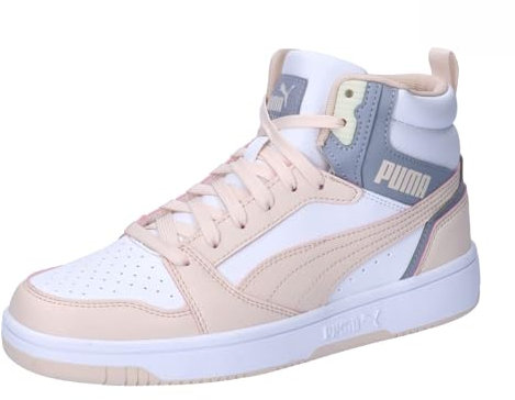 PUMA Unisex Rebound V6 Sneaker, White Gray Fog Rosebay, 38 EU