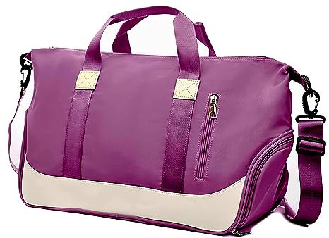 Sporttaschen Reisetasche für Damen Herren, Tasche für Sport Yoga Reisen, wasserdichte Trainingstasche mit Schuhfach/Nass-Trockenfach, Weekender Tasche Duffel Bags für Gym Wandern Urlaub (Lila)