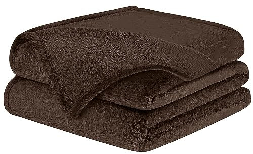 BARBONS Kuscheldecke – weiche Fleecedecke, als Tagesdecke oder Bettdecke, Wohndecke oder Sofa Überwurfdecke, Kuscheldecke flauschig, Outdoor Decke (220x240 cm - Braun)