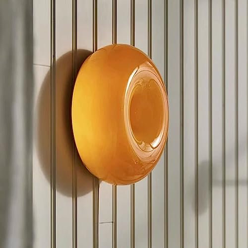 Creative Donuts Applique Murale 24W Ronde LED Lampe Murale Couleur Orange Applique Murale En Verre, Appliques Murales Circulaires Nordiques Modernes Dia-26cm Pour Chambre À Coucher Salle À Manger Île