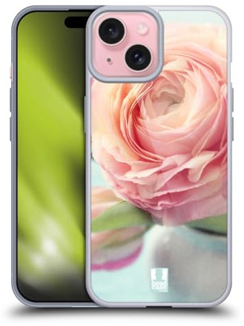 Head Case Designs Roses De Pêche Roses dans Un Vase Fleurs Coque en Gel [Protection de Qualité Militaire] Compatible avec Apple iPhone 15 Et Compatible avec MagSafe
