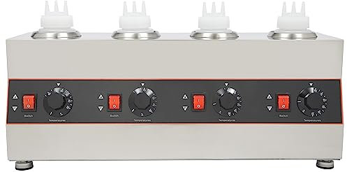 Commercial Electric Sauce Warmer, 640W Electric Sauce Warmer with Sauce Bottles, Stainless Steel Jam Heat Preservation 30-85°C Temperature Adjustable for Caramel, Chili, Curry, Butter, Sauces