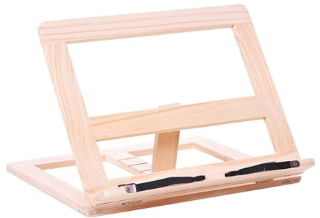 Leggio in legno, bookstand, Supporti per libri la Lettura 31 X 24 cm - Poggia Libro per Leggere - per Studio Spartiti Tablet, Lettura Supporto Notebook e ricettario per Cucina Pieghevole