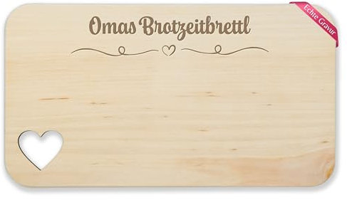Frühstücksbrettchen Holz Herz - Frühstücksbrett - Omas Brotzeitbrettl I Brotzeitbrett Oma I Jausenbrett Oma Vesperbrett - 22,5x12,5 - Holz - geschenk brett geschenke enkel omi für