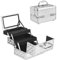 HOMASIS Kosmetikkoffer mit Spiegel, Mini Schminkkoffer mit 3 Ebenen, tragbarer Beauty Case mit Griff & Schloss, Friseurkoffer Hartschale, Make Up Koffer für Damen & Mädchen, 23 x 15 x 18 cm (Silber)