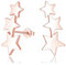 Cangall Silver Star Stud Earrings for Women, 925 Sterling Silver Triple Star Stud Earrings, Small Cartilage Starburst Climbers Earrings Flat Shooting Star Sleeper Earrings Rose Gold for Girls Teen