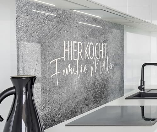 timalo Herd Spritzschutz Wand Spüle, Küche Küchenrückwand Glasoptik | Acryl Glas 2mm | Glasrückwand Acrylglas - personalisiert mit Namen - Rückwandschutz Platte | 100x50cm Granit, Steinplatte