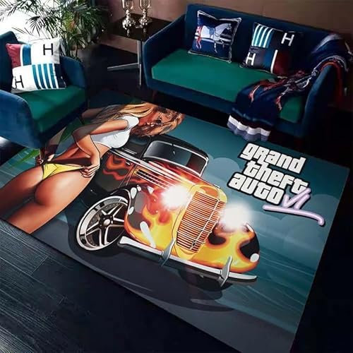 yyxsgdmw Klassisches Spiel G-T-A Bedruckte Fußmatte Teppich 15 Größen Wohnzimmer Schlafzimmer Nachttisch Fensterbank Badezimmer Fußmatte Home Dekoration H2880 160×230Cm