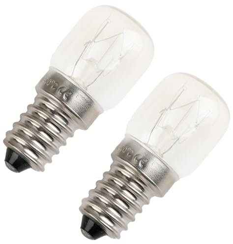 meukcez 2X Bombilla para Horno, Luz Horno 15W, Bombilla Lampara de Sal E14 T22, Resistentes hasta 300 Grados, Luz Blanca Cálida 2700K, 60 Lúmenes, Perfectas para Hornos, Microondas, Neveras