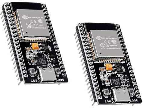iHaospace 2 x ESP32 USB C ESP32-WROOM-32 38 Pin Development Board CP2102 Nodemcu Entwicklungsplatine 2,4 GHz Dual-Modus Prozessor Mikrocontroller Dual Core WLAN + Bluetooth kompatibel mit Arduino