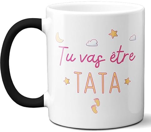 DECOHO - Magische Tasse tu vas être tata – 330 ml, Keramik, bedruckt in Frankreich