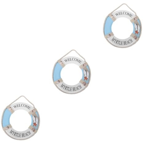 Cabilock 3 Stück Rettungsring Anhänger Nautisches Dekoration Wandanhänger Holz Rettungsring Wandbehang Ornament Türornament Haushaltsanhänger Dekorativer Rettungsring