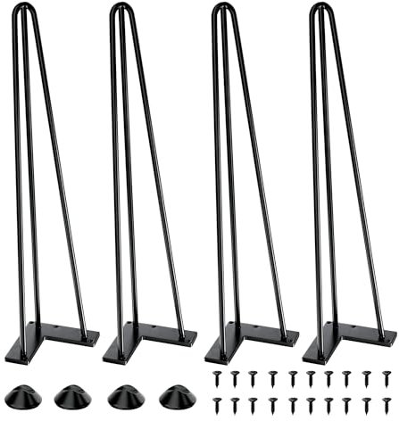 SANKEYTEW 41cm tischbeine Metall, 4er Set haarnadel tischbeine,füße für möbel couchtisch Beine tischbeine esstisch,mit Bodenschoner und Schrauben Verfügbar (41cm 3 Rod)