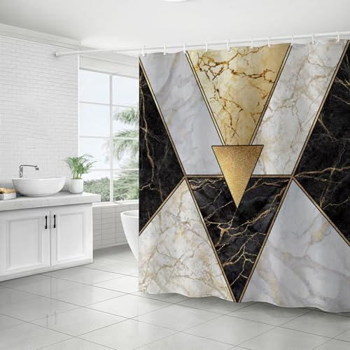 FAIRYGATE Duschvorhang Schwarz-Wei Grau Bad Vorhang 180x180 Antischimmel Wasserdicht Duschvorhang fr Dusche und Badewanne im Badezimmer B8922
