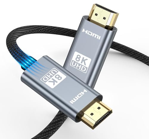 AXFEE Cable HDMI 2.1 8K 5 M, 48Gbps Ethernet Basics alta velocidad Ultra HD cable de nailon 4K 120Hz 8K 60Hz compatible con eARC, HDTV Monitor, formatos 3D y con canal de retorno de audio