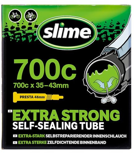 Slime 30102 Bike Inner Tube with Slime Puncture Sealant, Self Sealing, Prevent and Repair, Presta Valve, 700c x 35-43mm