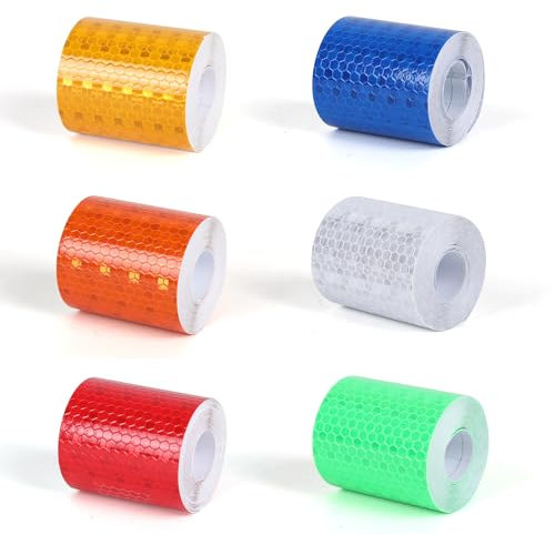 Nastro Adesivo Catarifrangente Nastro Riflettente Adesivo 6Pcs 3m×5mm Adesivi Catarifrangenti ad Alta Intensità Impianti di Trasporto Stradale Promemoria di Sicurezza