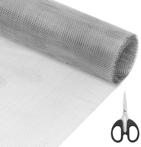 Edelstahl Metall Gitter, 20 Mesh Drahtgitter Feinmaschig, Maschendraht Fenstergitter, Mäusegitter, Kellerfenster Gitter,Edelstahlgewebe für Verhindert Mäuse Insekten Schlangen, 30 x 120 cm