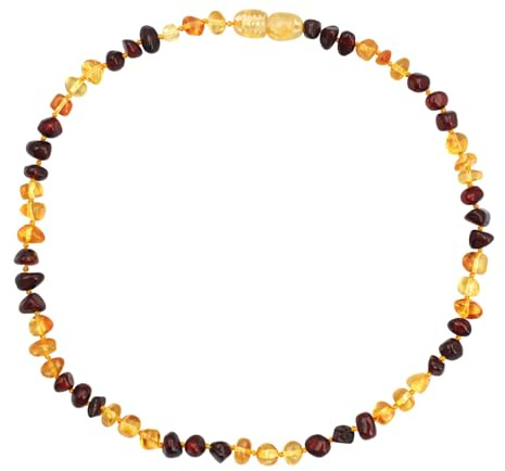 Baltisk bärnsten halsband för vuxna, 40 cm pärlsmycken med flera gradient, stilfullt ädelstenshalsband med vridlås, perfekt som present, En storlek, Amber