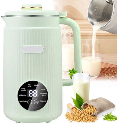 Máquina de leche de soja, totalmente automática, 1,5 L, con control táctil inteligente, temporizador de 12 horas, hoja de acero de 10 hojas, 9 funciones para el hogar y la cocina