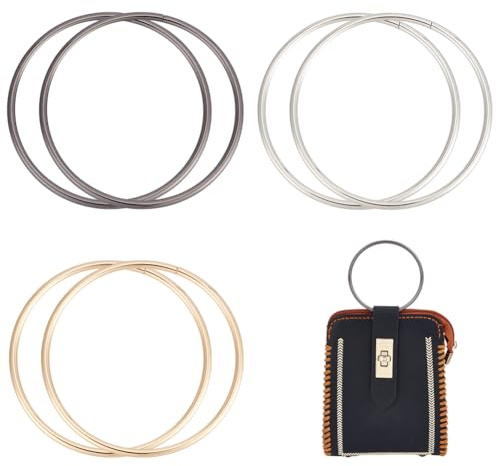 PH PandaHall 6 Stück Runde Griffe für Taschen 3 Farben Metall Handtasche Griffe 8.3cm Ring Handtaschengriff Dekorative Ring Handtasche Handle Ersatz für DIY gewebte Taschen Handtaschen Machen