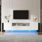 GigaXynium Moderno centro di intrattenimento TV Lowboard con ripiani in vetro, console TV con stoccaggio, Gaming Media Cabinet per TV da 70/65/55 (bianco)