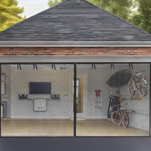 Schermo magnetico for porta da garage, schermo in fibra di vetro rinforzata, tenda for la privacy in rete traspirante e resistente for patio, palestra, veranda.(Black,9x7ft/284x218cm)